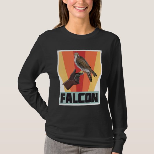 Falcon Retro  valk met Hawk en Eagle T-shirt (Voorkant)