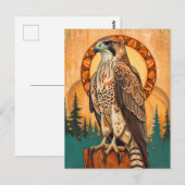 Falcon Totem – Visionary Art Deco Spirit Briefkaart (Voorkant / Achterkant)