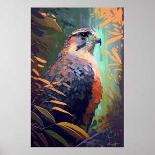 Falcon Vogel Dierportret Schilderij Wildlife Free Poster