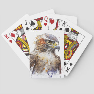 Falcon Vogelportret Dierenschilderij Wildlife Free Pokerkaarten