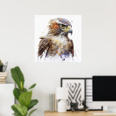 Falcon Vogelportret Dierenschilderij Wildlife Free Poster (Thuiskantoor)