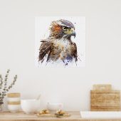 Falcon Vogelportret Dierenschilderij Wildlife Free Poster (Keuken)