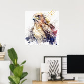 Falcon Vogelportret Dierenschilderij Wildlife Free Poster (Thuiskantoor)