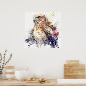 Falcon Vogelportret Dierenschilderij Wildlife Free Poster (Keuken)