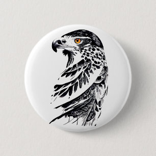 Falcon Wild Animal Natuur Illustratie Art Tattoo Ronde Button 5,7 Cm