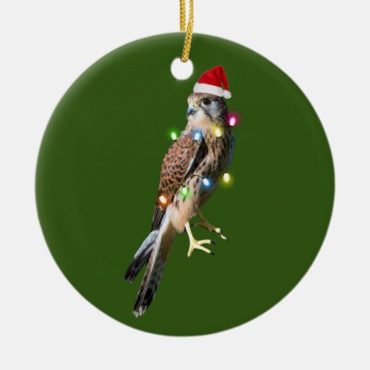 Falcon With Hat Lights Christmas Keramisch Ornament (Voorkant)