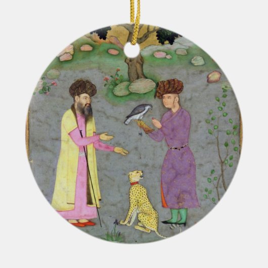 Falconer met metgezel- en petcheetah uit de keramisch ornament (Voorkant)