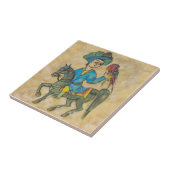 Falconer on Horse c1900 Repro Persian Turks Tegeltje (Zijkant)