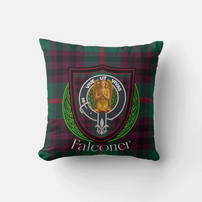 Falconer Schotse Clan Tartan & Crest Kussen (Voorkant)