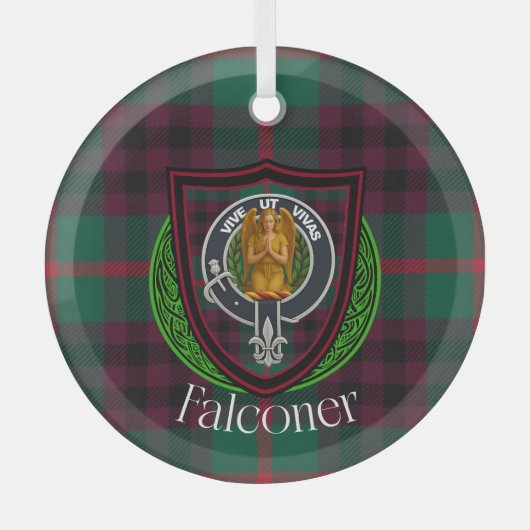 Falconer Scottish Clan Tartan & Crest Glas Ornament (Voorkant)
