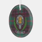 Falconer Scottish Clan Tartan & Crest Glas Ornament (Voorkant links)