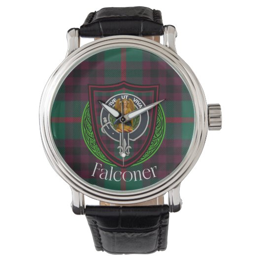 Falconer Scottish Clan Tartan & Crest Horloge (Voorkant)