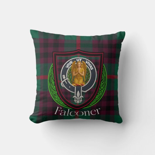 Falconer Scottish Clan Tartan & Crest Kussen (Voorkant)