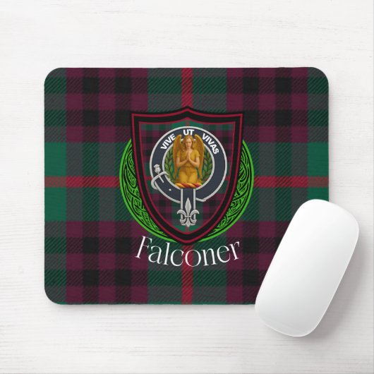 Falconer Scottish Clan Tartan & Crest Muismat (Met muis)