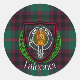 Falconer Scottish Clan Tartan & Crest Ronde Sticker