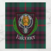 Falconer Scottish Clan Tartan & Crest Wijn Etiket (Enkel label)