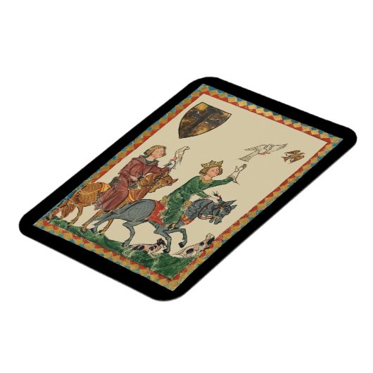 Falconry, 14th Century Codex Manesse Magneet (Linkerzijde)