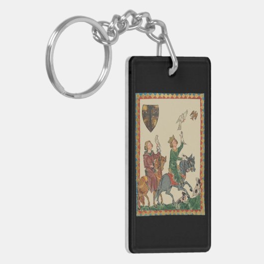 Falconry, 14th Century Codex Manesse Sleutelhanger (Voorkant Links)