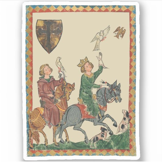 Falconry, 14th Century Codex Manesse Sticker (Voorkant)