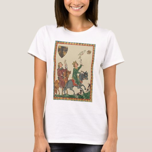 Falconry, 14th Century Codex Manesse T-shirt (Voorkant)