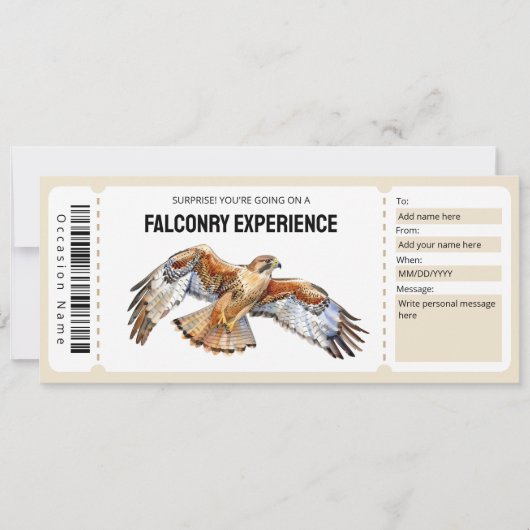 Falconry Experience Ticket Cadeaubon Kaart (Voorkant)