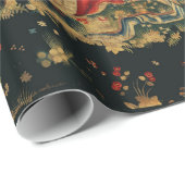 FALCONS BATH Red Blue Antiek medieval Cadeaupapier (Rol Hoek)