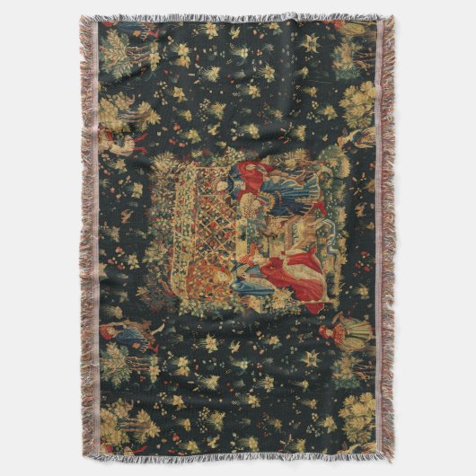 FALCONS BATH Red Blue Antiek medieval Deken (Voorkant Verticaal)