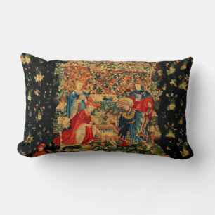 FALCONS BATH Red Blue Antiek Medieval Tapestry Kussen