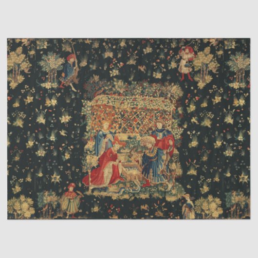 FALCONS BATH Red Blue Antiek medieval Tissuepapier (Voorkant)