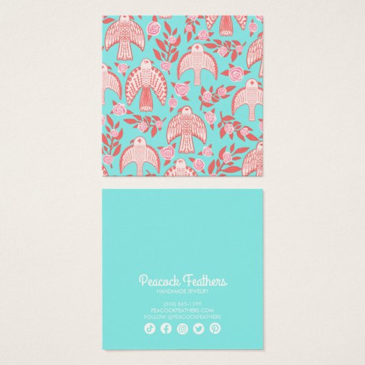 Falcons en Rozen die Ketting juwelen vertonen Vierkante Visitekaartjes (Voorkant /achterkant)