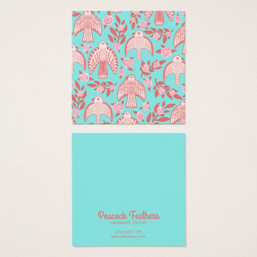 Falcons en Rozen die Ketting juwelen vertonen Vierkante Visitekaartjes (Voorkant /achterkant)