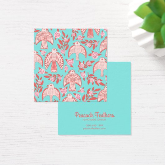 Falcons en Rozen die Ketting juwelen vertonen Vierkante Visitekaartjes (Bureau)