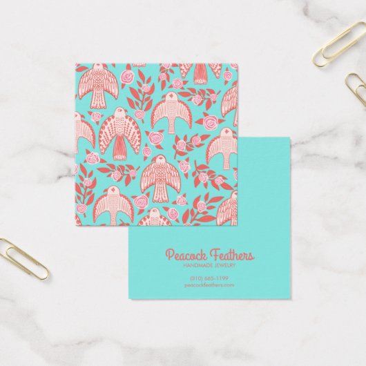 Falcons en Rozen die Ketting juwelen vertonen Vierkante Visitekaartjes (Kantoor)