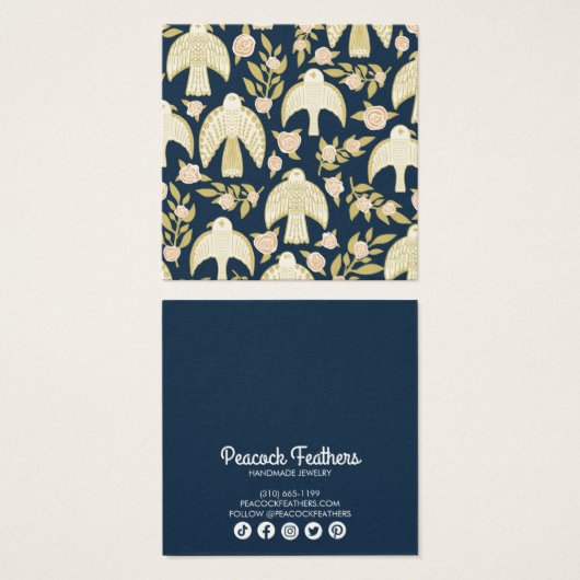 Falcons en Rozen die Ketting juwelen vertonen Vierkante Visitekaartjes (Voorkant /achterkant)