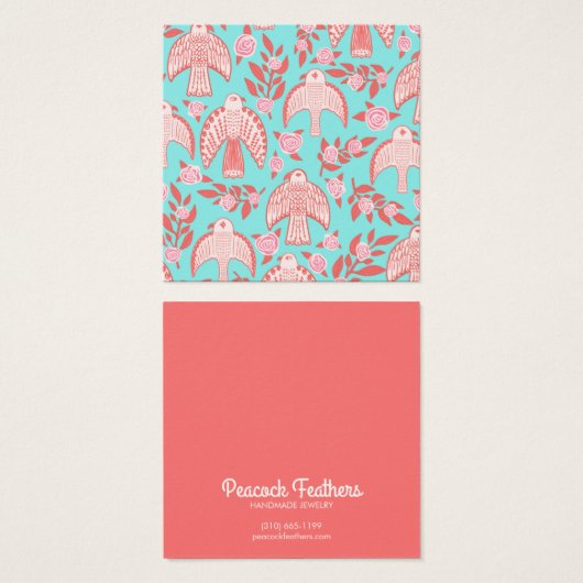 Falcons en Rozen die Ketting juwelen vertonen Vierkante Visitekaartjes (Voorkant /achterkant)