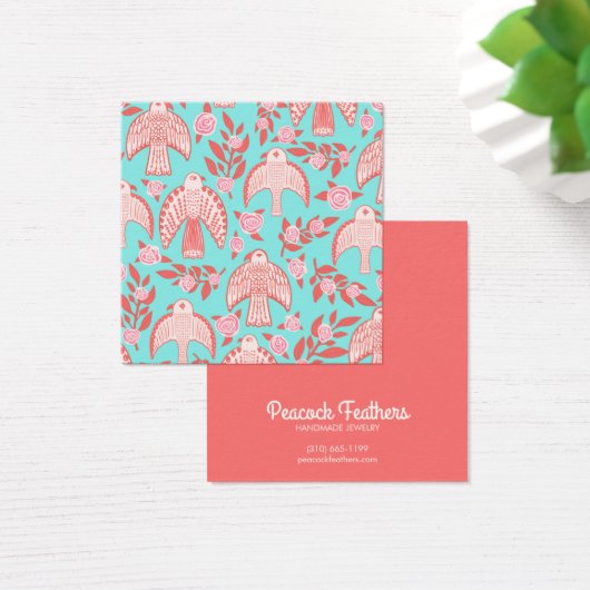 Falcons en Rozen die Ketting juwelen vertonen Vierkante Visitekaartjes (Bureau)