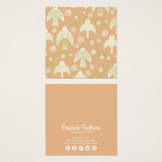 Falcons en Rozen die Ketting juwelen vertonen Vierkante Visitekaartjes (Voorkant /achterkant)