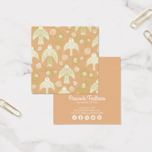 Falcons en Rozen die Ketting juwelen vertonen Vierkante Visitekaartjes (Kantoor)