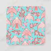 Falcons en Rozen Elegant Boho Aqua Pink Vierkante Visitekaartje (Voorkant)