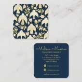 Falcons en Rozen Elegant Boho Navy Square Vierkante Visitekaartje (Voorkant / Achterkant)