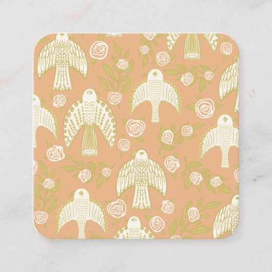 Falcons en Rozen Elegant Boho Vierkante Visitekaartje (Voorkant)