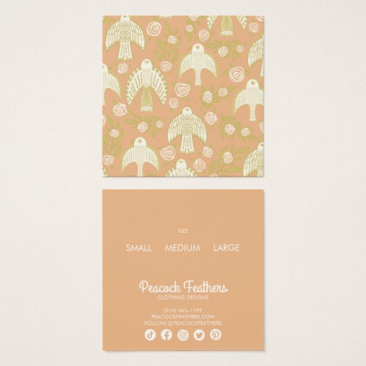 Falcons & Roses Cute Clothing Size Price Hang Tag  Vierkante Visitekaartjes (Voorkant /achterkant)