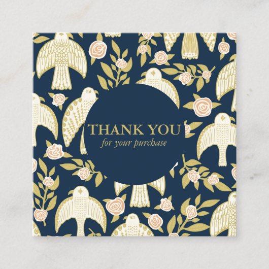 Falcons & Rozen Chique Elegante Orde Dank u Vierkante Visitekaartje (Voorkant)