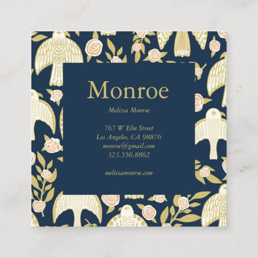 Falcons & Rozen Chique Elegante Orde Dank u Vierkante Visitekaartje (Achterkant)