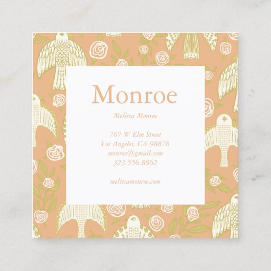 Falcons & Rozen Chique Elegante Orde Dank u Vierkante Visitekaartje (Achterkant)