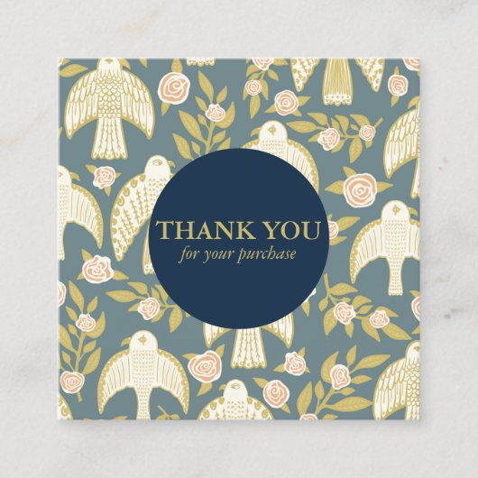 Falcons & Rozen Chique Elegante Orde Dank u Vierkante Visitekaartje (Voorkant)