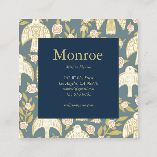 Falcons & Rozen Chique Elegante Orde Dank u Vierkante Visitekaartje (Achterkant)