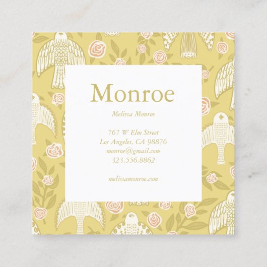 Falcons & Rozen Chique Elegante Orde Dank u Vierkante Visitekaartje (Achterkant)