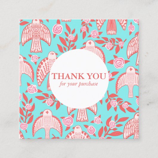 Falcons & Rozen Chique Elegante Orde Dank u Vierkante Visitekaartje (Voorkant)