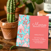 Falcons & Rozen Elegant geïllustreerd Aqua Pink Re Visitekaartje